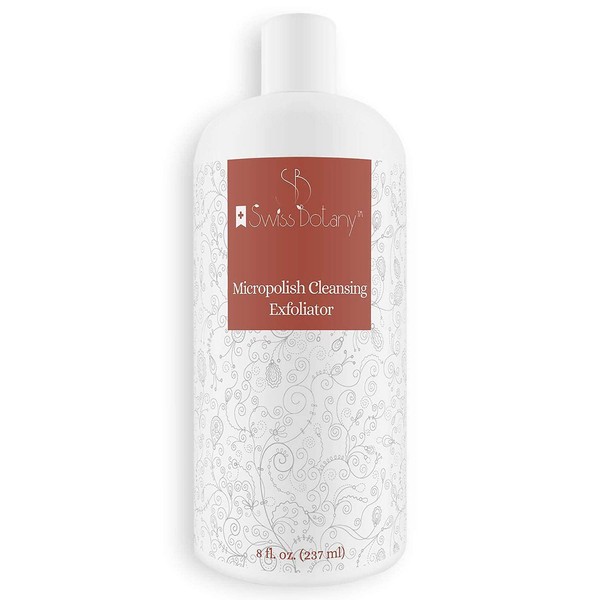Swiss Botany Micropolish Skin Cleansing Exfoliator to Remove Dead Skin Cells, Dirt - Helps Regulate Natural Oil Production - Reduces Redness Smooths Blemishes Lightens Dark Spots - 8 fl oz