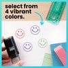 ExcelMark Smiley FACE - Self-Inking Round Teacher Stamp - Purple