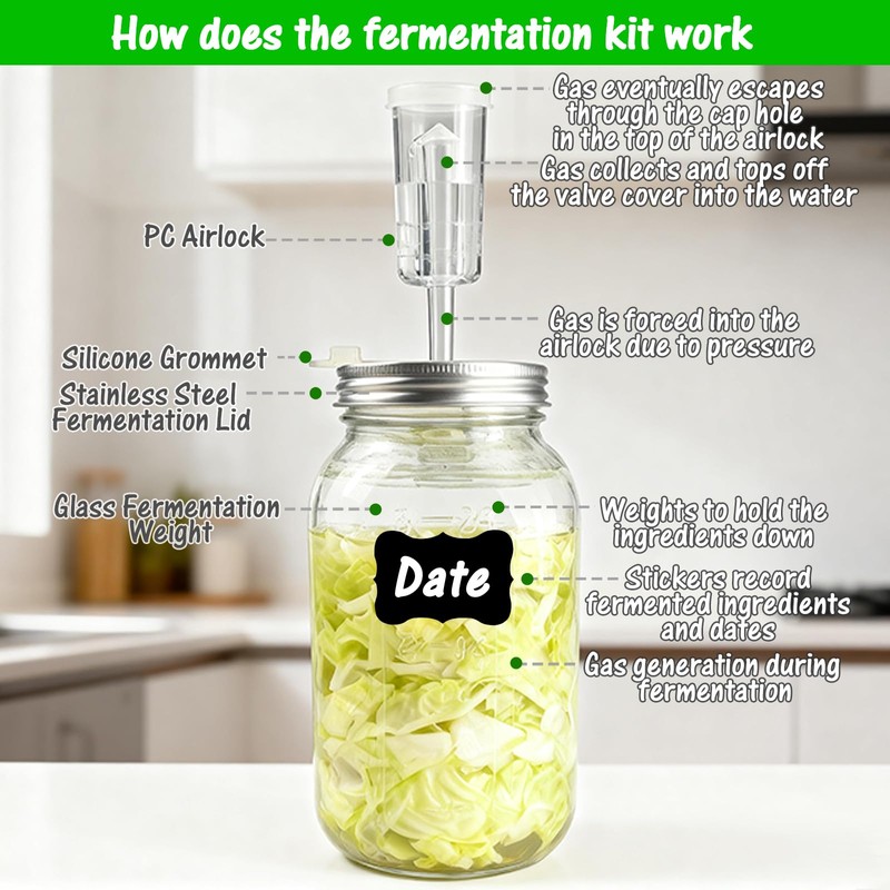 Fermentation Kit for Wide Mouth Mason Fermentation Jar, Fermentation Kit