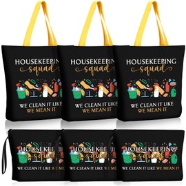 Clysee Housekeeping Gifts Cleaning Bags for Housekeepers Cleaning Makeup Bag Tote Bag Cosmetic Bags Portable Zipper Pouch Canvas Tote Bag Reusable Cleaners Gift for Housekeeping Supplies (6)