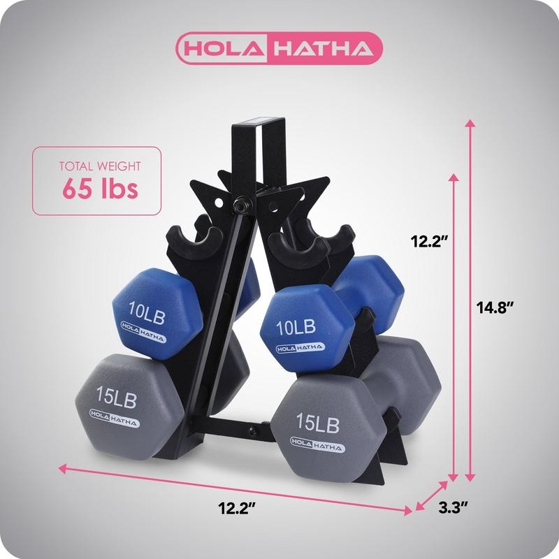HolaHatha 5, 10, and 15 Pound Neoprene Hex Dumbbell Set