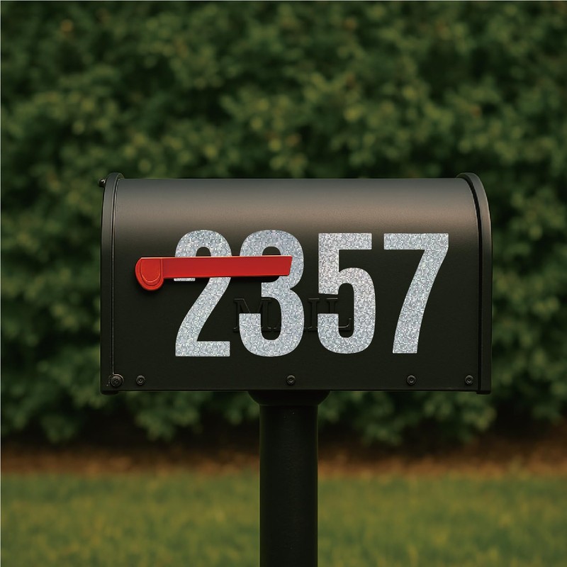 3 inch Reflective Mailbox Numbers for Outside, 6 Sheets 0-9
