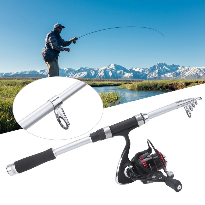Portable Fishing Pole Set Telescopic Fishing Rod Reel Combos Kit