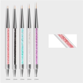 ZEOHBETY Nail Art Brushes, 5Pcs Nail Art Liner Brushes, Dotting Pen Tools, Nail Art Design Brush Set for Long Lines, Thin Details, Fine Drawing, Sizes 5/8/12/15/20mm