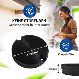 VIOKS 2 x Activated Carbon Filter Cooker Hood 190 mm Diameter Replacement for Electrolux 9029793586 EHFC29, Whirlpool 481249038013 AMC912 & Elica CFC0140124 Type29 Carbon Filter for Cooker Hoods