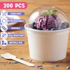 200 Pack Ice Cream Cups with Dome Lids No Hole