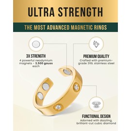 MagnetRX® Magnetic Rings for Women – Elegant Crystal Ring – Magnet Rings for Women (Gold | Size: 6)