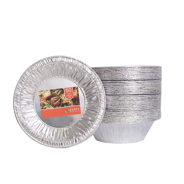 PARTY BARGAINS Aluminum Pie Pans 6 Inch - 12oz Disposable Round Mini Pie Pans. for Pies, Tarts, Quiche - [50 Pack]