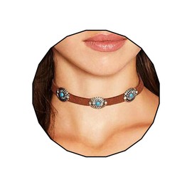 Olbye Bohemia Turquoise Choker Necklace Leather Choker Jewelry Suede Necklace for Women Boho Style