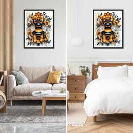 NEWENMO Bee Diamond Painting Kits for Adults,5D DIY Flowers Diamond Art Kits Full Drill Gem Art Diamond Dots Perfect for Beginner,Hobbies And Home Wall Decor 30×40 cm