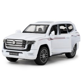 LOVEPOSELY Compatible for 1:32 Scale Collectible Landcruiser LC300 Diecast Model Car, Zinc Alloy Pull Back Toy Car Vehicle with Lights and Sounds for Decoration Adult Boys Girls（White）