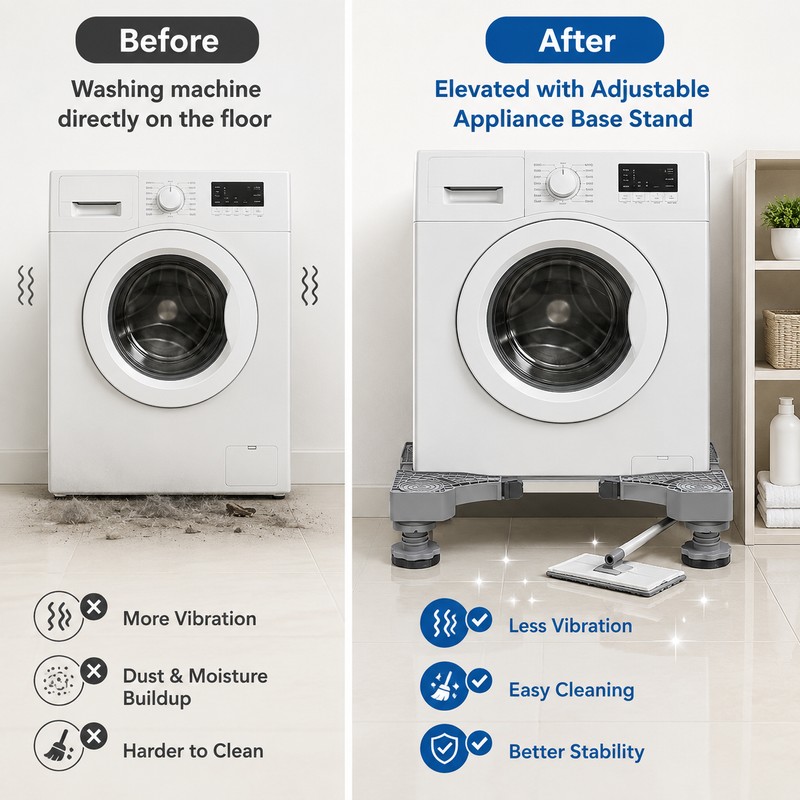 Adjustable Appliance Base Stand for Washer and Refrigerator – Locking