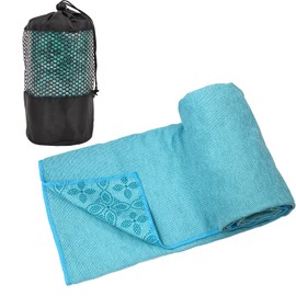Yuilgdo Yoga Towels, Non Slip Hot Yoga Mat Towel with Grip Dots,Super-Absorbent Soft Microfiber Yoga Blanket for Pilates, Fitness and Workout 72inch x 24inch (Light Blue)