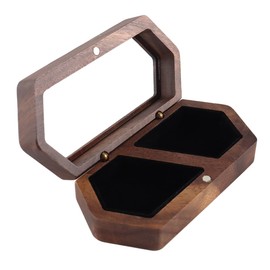 Nicear Walnut Wooden Ring Box Wedding Ring Jewellery Box With Soft Interior For Christmas Black