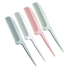 4 Pack Hair Parting Combs, Hair Styling Beauty Tools, Rat Tail Combs, Foldable Comb for Travel, Stylist (White,Pink,LightBlue,LightGreen)