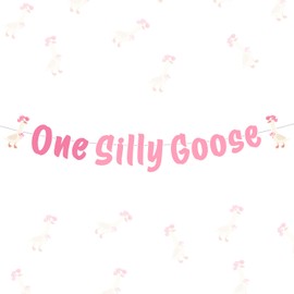One Silly Goose Birthday Banner Pink Silly Goose 1st Birthday Banner Geese Theme Bunting Garland Farm Animal First Bday Party Decorations for Girls 1st Bday Party Supplies