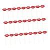 Ipetboom 60 Pcs Red Lips Photo Booth Props with Wood