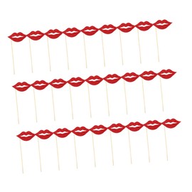 Ipetboom 60 Pcs Red Lips Photo Booth Props with Wood Sticks for Weddings Birthdays Luau Hawaii Party Favors Funny Lip Selfie Props Easy to Hold Material