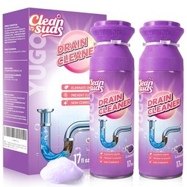 Yugou Foaming Drain Cleaner & Deodorizer for Kitchen Sink, Bathroom, Shower & Tub Drains (Lavender, 2pcs)