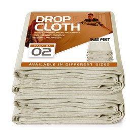 Utopia Drop Cloth for Painting (9x12 ft, 2 Pack) Washable and Reusable Canvas Fabric for Furniture & Floor Protection Highly Absorbent Paint Cover - Duck Dropcloth for Outdoor and Indoor Use