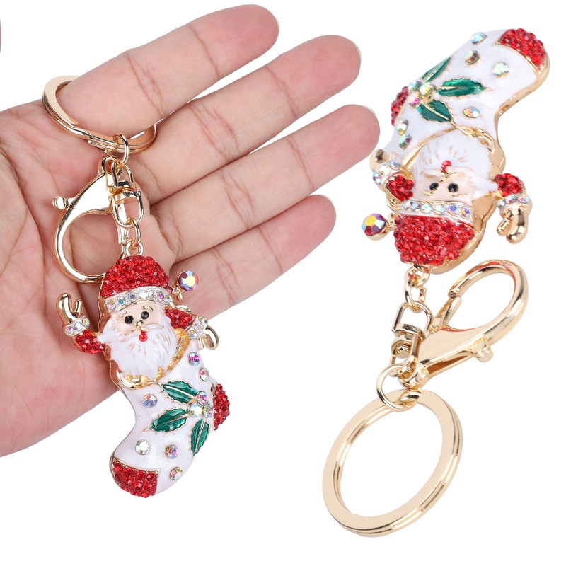 2Pcs Santa Keychain Pendant Cute Stylish Fahionable Decorative Hanging OrnamentsRed