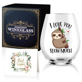 AGMDESIGN I Love You Slow Much Funny Wine Glasses with Gift Box, Cute Gifts for Women, Mother's Day Christmas Birthday Valentine's Day Gifts for Mom Wife Soulmate Best Friend