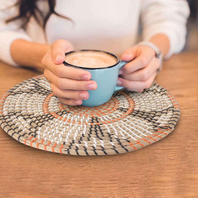 Grass Woven Placemats Nordic Style Innovative Round Placemats for Dining