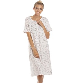 Camille Classic Floral Print Jersey Cotton Nightdress 14/16 Pink