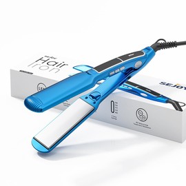 Sejoy Wide Flat Iron Hair Straightener Curl Straightening Home Use for Women 300℉-450℉ PTC Adjustable Heating Flat Iron for Different Hair Types