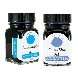 Monteverde 60ml Core Fountain Pen Ink Bottle (30ml Caribbean Blue Ink Bottle G309CU, 30ml Capri Blue Ink Bottle G309CB)