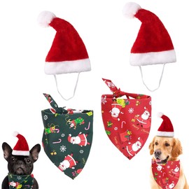 GABraden Merry Christmas Dog Bandana Reversible Trianqle Bibs Scarf,Adjustable Christmas Santa Hat for Dogs(Christmas-1, Christmas)