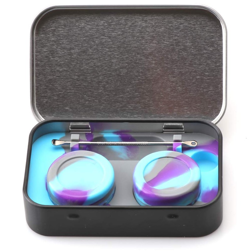 XIFEI portable stainless steel tin box 2-5ml silicone container jars，