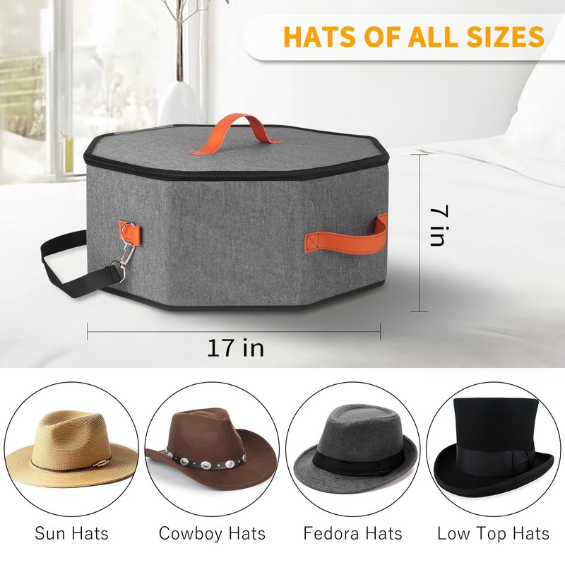 kushon Hat Storage Box for Women & Men, Hardboard Support