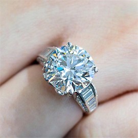 925 Sterling Silver Shiny Full Diamond Gemstone Ring Cubic Zirconia Rings 5 Carat CZ Diamond Multi Row Ring Eternity Engagement Wedding Band Ring for Women (US Code 10)