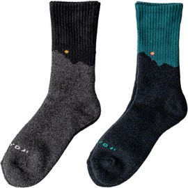 Chiyoji Men's Trekking Socks, Set of 2, 9.8 - 10.6 inches (25 - 27 cm), Made in Japan, charcoal & dark blue