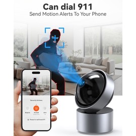 Security Camera Indoor - Protect What Matters, 2.4G&5GWIFI 2K Smart Security Camera | U.S. Cloud | 911 Emergency Dispatch | Simple 5-Min Setup,2-Way Audio,Convert the current action into text
