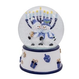Kurt Adler 100MM Musical Wind-Up Hanukkah Snowman Water Globe