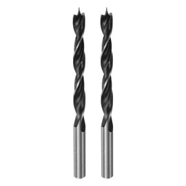 sourcing map 2pcs Brad Point Drill Bits 7.5mm(19/64") Dia Straight Steel Round Shank Drill Metric Brad Point 2.8" Drilling Depth Spiral Twist Drill Bits for Carpenter Woodworking Plastic Rubber