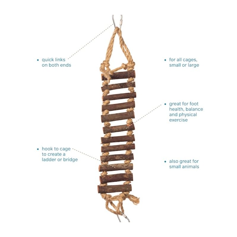 Prevue Pet Products Naturals Rope Ladder Bird Toy, Wood Stairs