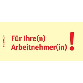 BIZSTIX® Business Sticky Notes "Für Ihrer Arbeitnehmer(in)!" - 1 Pack of 5 Sticky Notes Pads of 100 Sheets 75 x 35 mm