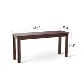 Livinia Cabin 37.4" Wooden Dining Bench/Small Modern Farmhouse Malaysian Oak Wood Bench (Walnut)