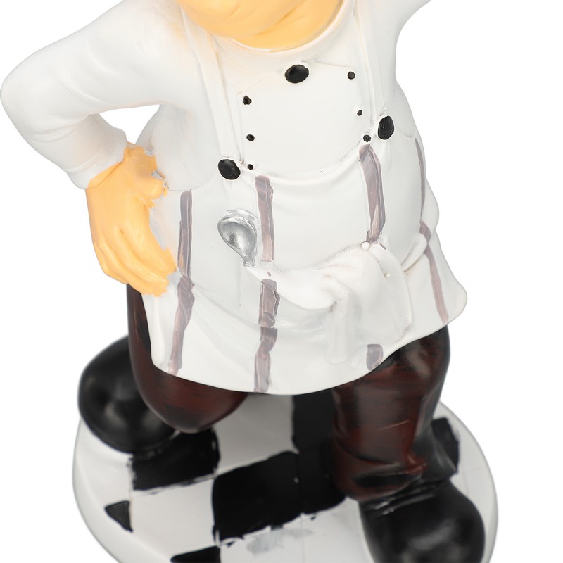 French Chef Figurine 30x14x11cm Resin Funny Chef Sculpture Kitchen Restaurant