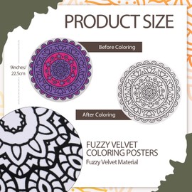 Zhanmai 24 Pack Velvet Coloring Posters Mandala Fuzzy Felt Coloring Pages Works for Adults Color Your Own Poster Bulk for Holiday Gifts Party Activities (Mandala Style)