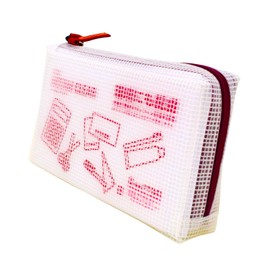 Notum UNCM-B#19 Mesh Case with Gusset, Clear, Passbook Size, Red