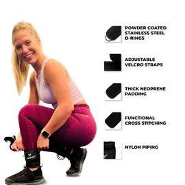 YAGHZU Ankle Straps - Padded Ankle Cable Attachments for Gym, Adjustable Gym Ankle Straps for Cable Machines Women, Premium Gym Accessories for Women for Kickbacks, Glutes and Lower Body Exercises