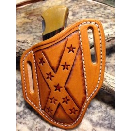 SULLIVAN CUSTOM LEATHER CUSTOM TOOLED Vintage FLAG Sheath for the Buck 110
