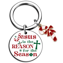 Iweca Jesus Gifts Jusus Is The Reason For The Season Keychain Christmas Christian Gifts For Women Faith Bible Verse Gift For Men Religious Christian Keychain