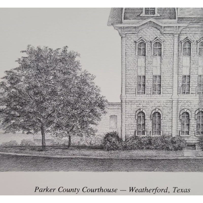 11x14 Print "Parker County Courthouse-Wea