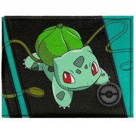 Gym Leader Grass Type Vine Whip Wallet - Green Bi-Fold ID & Card Holder, Green, Casual