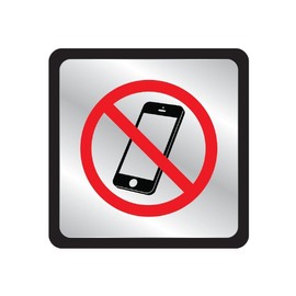 HY-KO Products 496 No Cell Phones Square Plastic Plaque, 4.5" x 4.5", Red/Black/Silver/Black